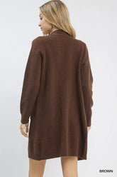 Umgee Button-Down Longline Sweater Cardigan with Front Pockets OutfitFlow